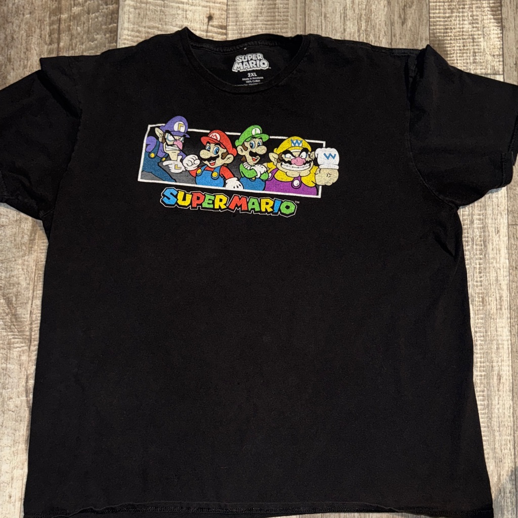 Nintendo Super Mario Black Graphic Tee-Size 2xl